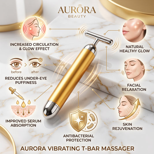 Golden Vibrating Face Massager – Skin Glow & Rejuvenation