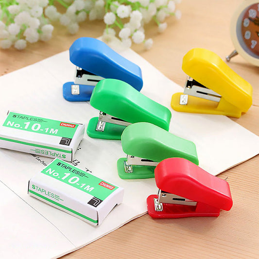 Mini Stapler Set With Staples Assorted Colors No.10 Staplers With Pins (20 Pcs Set)