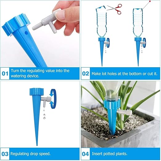 10-Piece Drip Irrigation Kit for Home Garden – Self-Watering Plant Spikes with Slow Release Valve