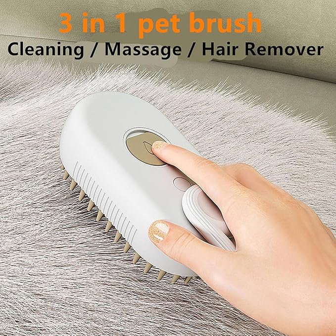 3-in-1 Steam Brush for Dogs & Cats – USB Rechargeable Grooming Spa Brush