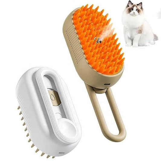 3-in-1 Steam Brush for Dogs & Cats – USB Rechargeable Grooming Spa Brush