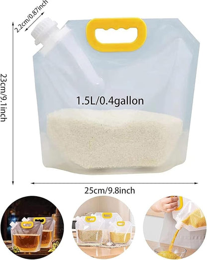 Reusable Grain Storage Bags – Airtight Food Storage Pouches for Rice, Flour & Pulses (Pack of 5)