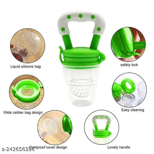 Silicone Baby Nibbler & Fruit Feeder with Cover – BPA-Free Pacifier for Newborns (Pack of 2)