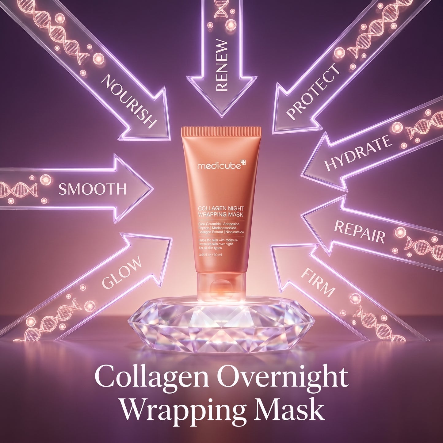 Medicube Collagen Night Wrapping Mask 75ml - Original Korean Glass Skin Peel-Off Mask
