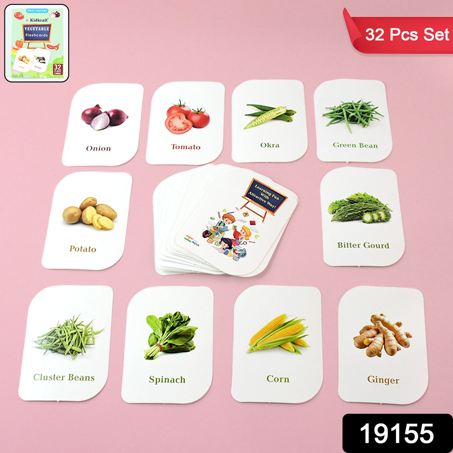 Kidkraft 32-piece Educational Vegetable Flash Cards Set