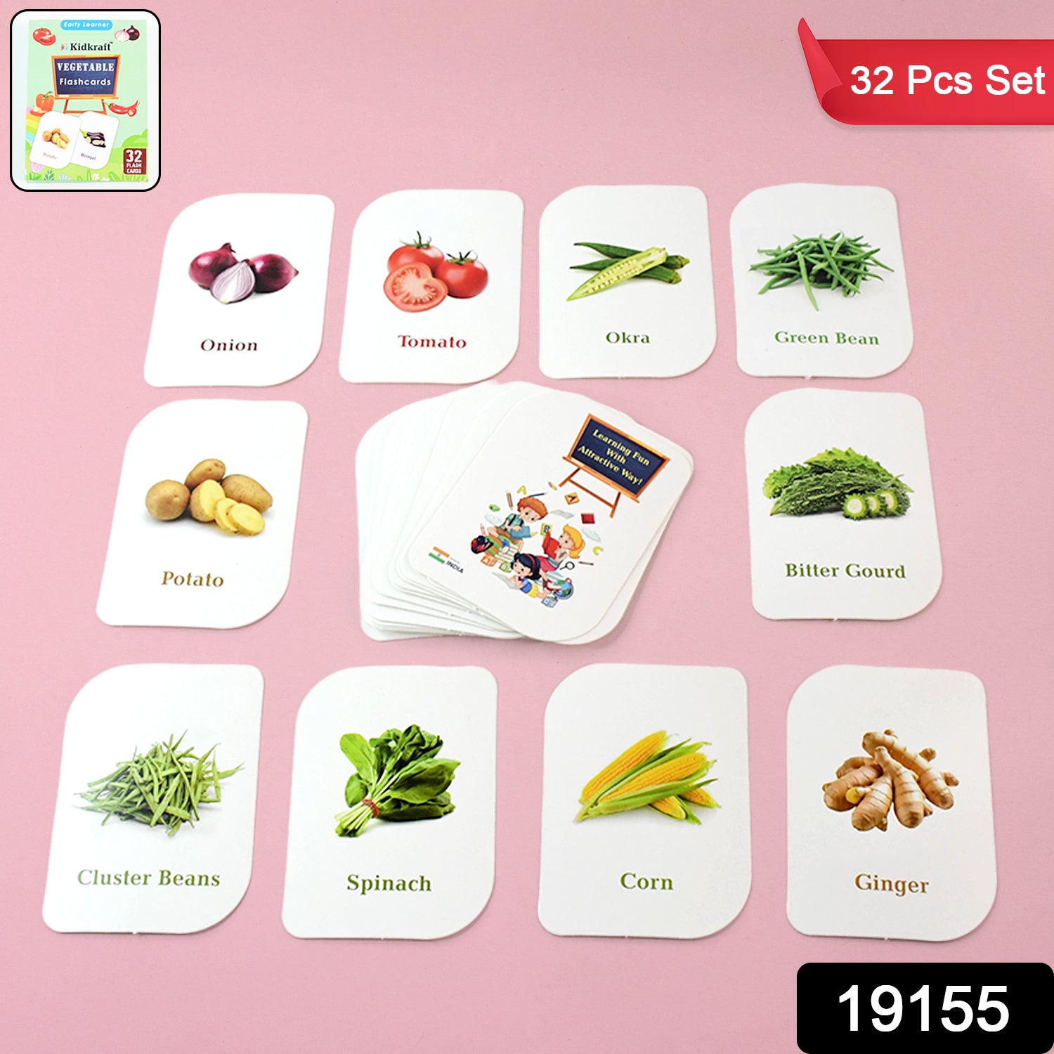 Kidkraft 32-piece Educational Vegetable Flash Cards Set