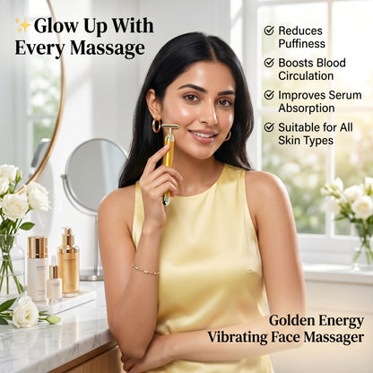 Golden Vibrating Face Massager – Skin Glow & Rejuvenation