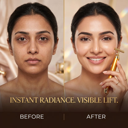 Golden Vibrating Face Massager – Skin Glow & Rejuvenation