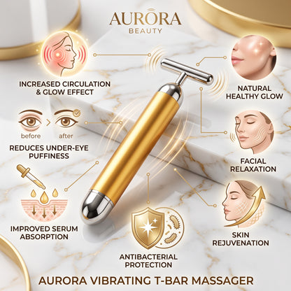 Golden Vibrating Face Massager – Skin Glow & Rejuvenation