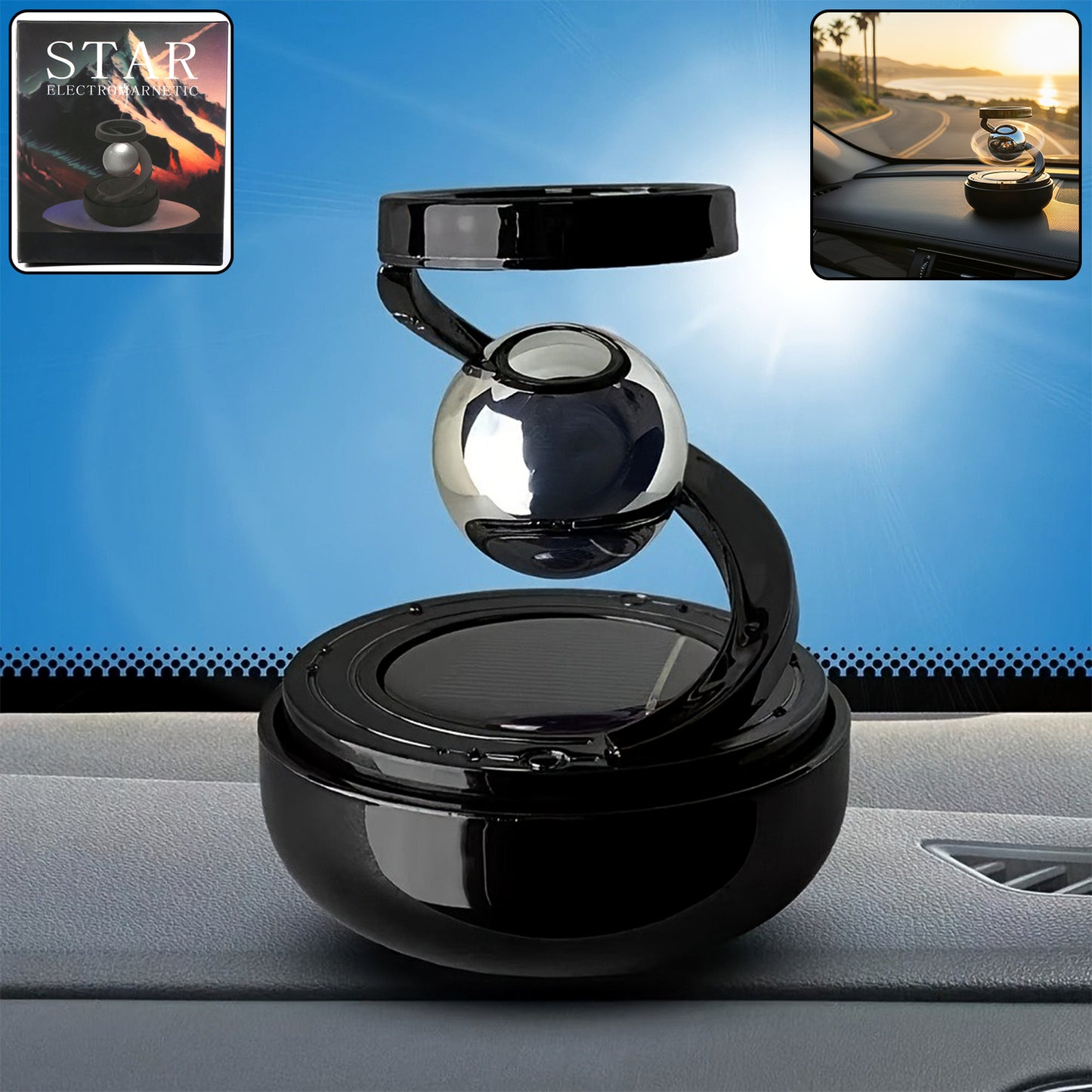 Premium Solar-powered Rotating Car Air Freshener (1 Pc)