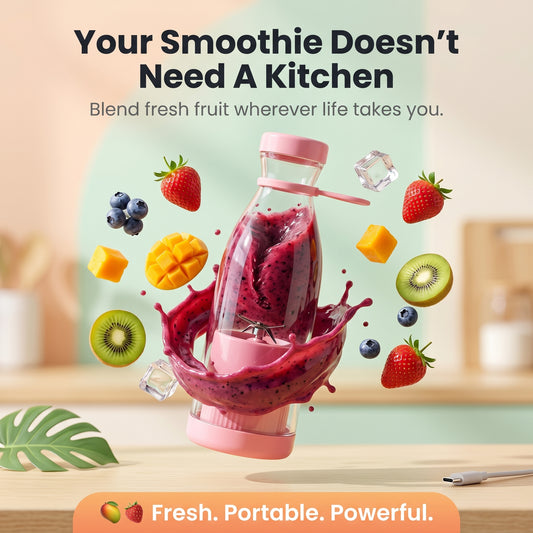 Portable Blender Juicer Bottle – 6-Blade USB Charging Mini Smoothie Mixer, 420ml Multicolor