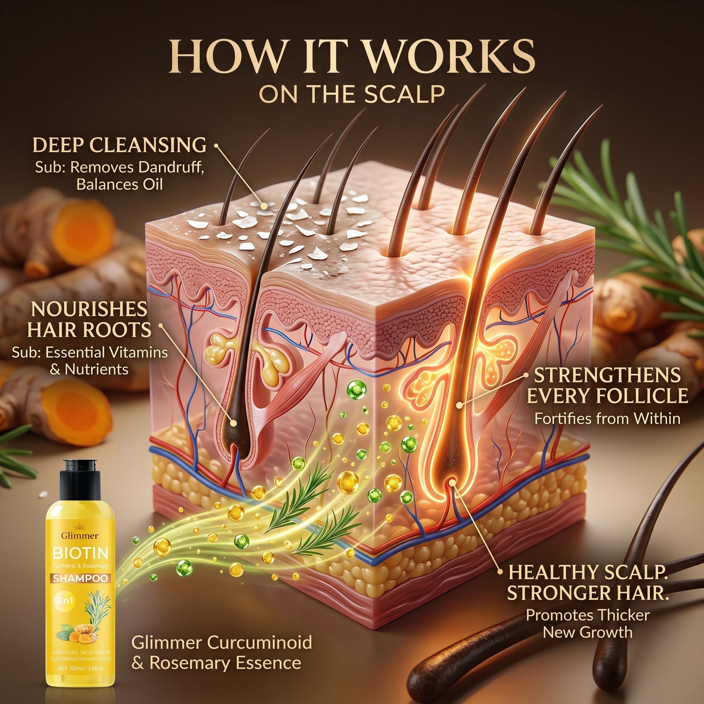 Turmeric & Rosemary Shampoo – Anti-Dandruff & Hair Growth Care