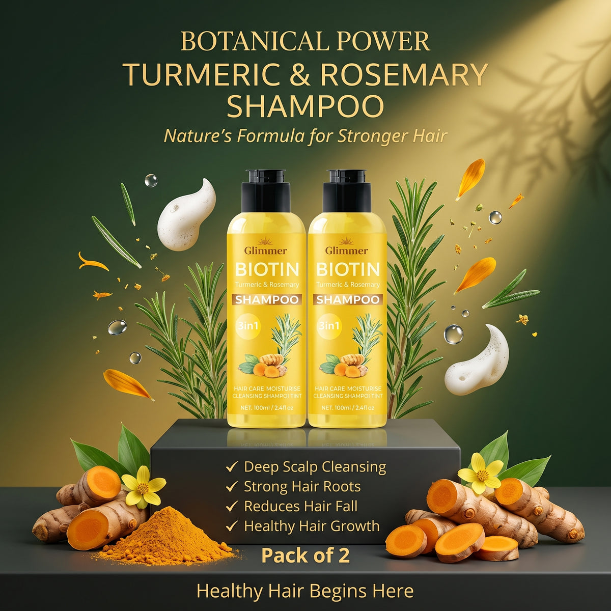 Turmeric & Rosemary Shampoo – Anti-Dandruff & Hair Growth Care