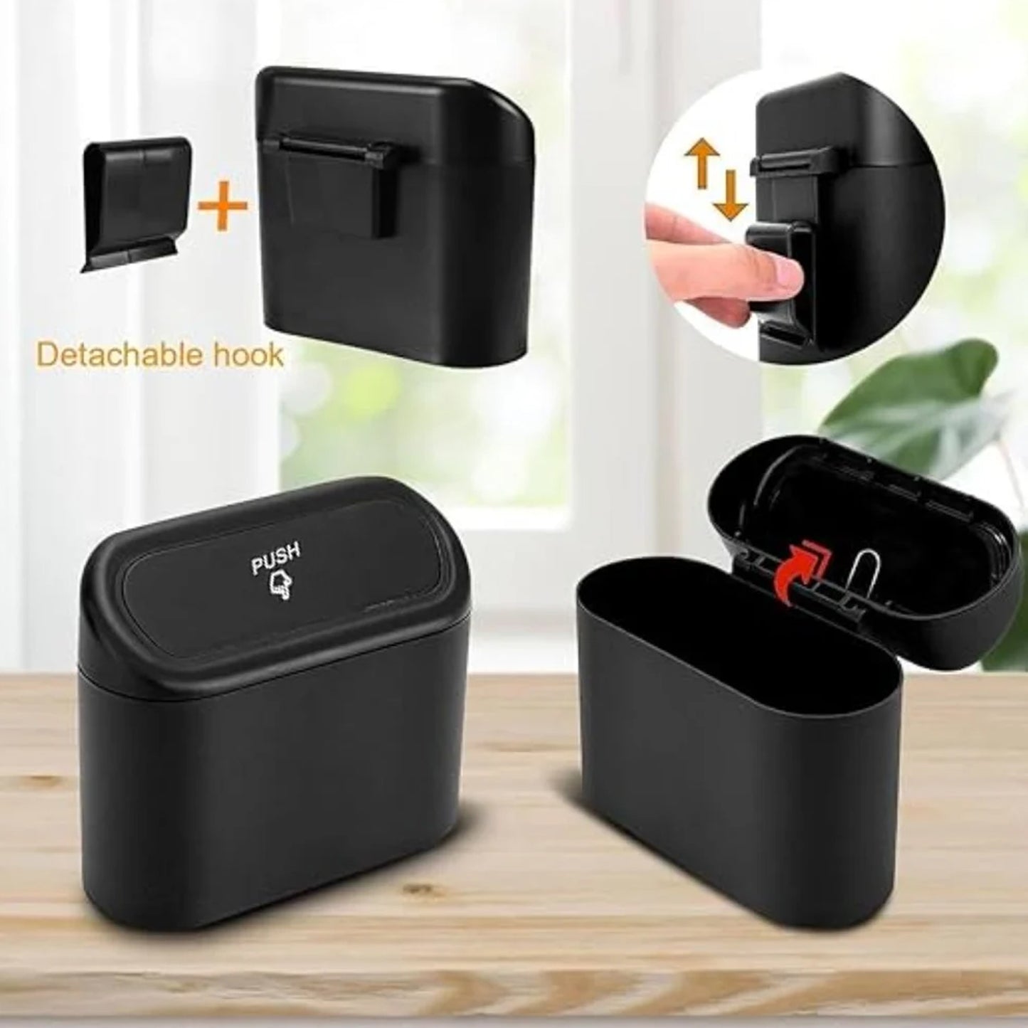 Mini Car Trash Can With Lid Waterproof Car Trash Bin Storage Box (1 Pc)
