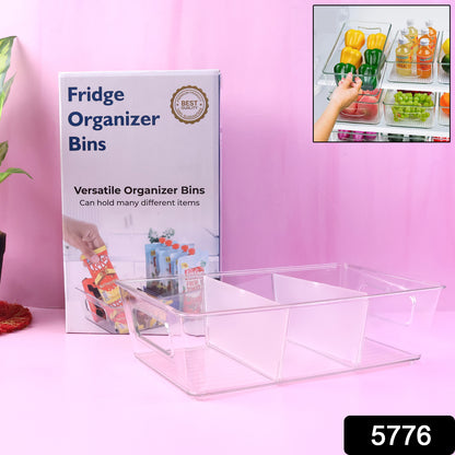 5776 Plastic Refrigerator Organizer Bins Set Of 2 Stackable Fridge Organizers With Handle Clear Organizing Food Fruit Vegetables Pantry Storage Bins For Freezer Kitchen Cabinet Organization And Storage (2 Pcs Set Mix Color)