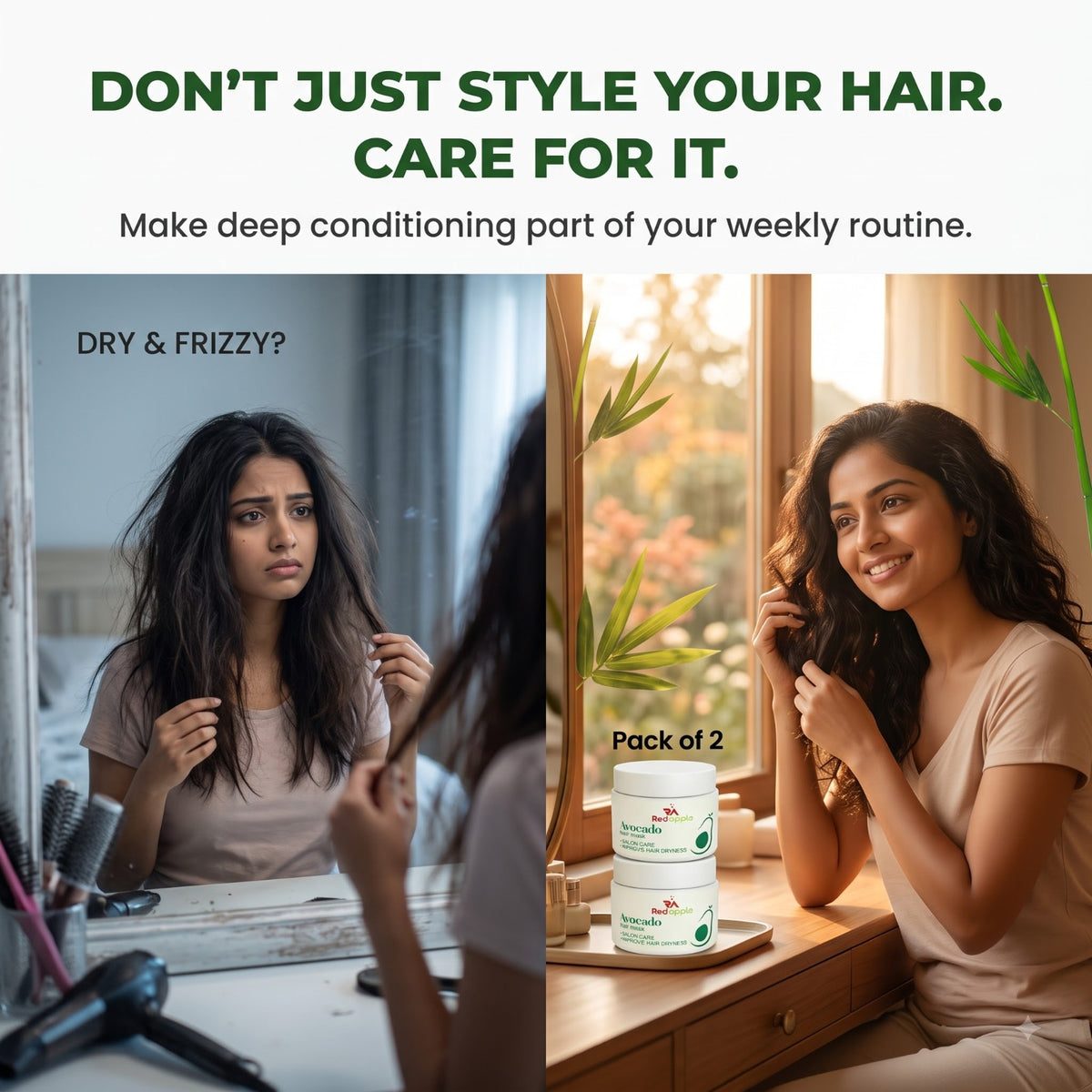 Avocado Hair Mask – Deep Conditioning Treatment for Dry & Damaged Hair (Pack of 2)