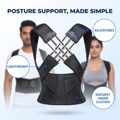Back Brace Posture Corrector for Men & Women – Adjustable Invisible Support Belt