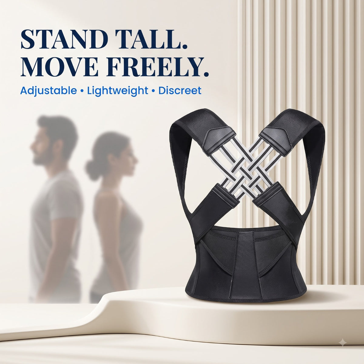 Back Brace Posture Corrector for Men & Women – Adjustable Invisible Support Belt