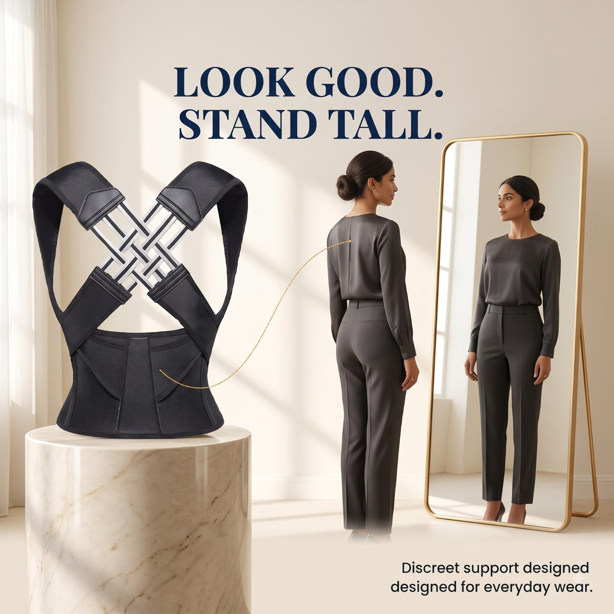 Back Brace Posture Corrector for Men & Women – Adjustable Invisible Support Belt