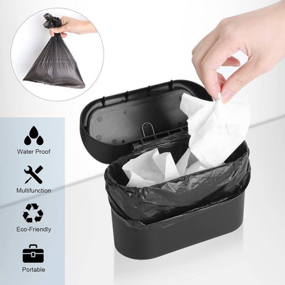Mini Car Trash Can With Lid Waterproof Car Trash Bin Storage Box (1 Pc)