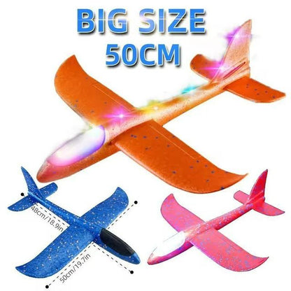 33cm Big Flash Glider Foam Plane – LED Light-Up Flying Toy for Kids, Outdoor Throwing Plane