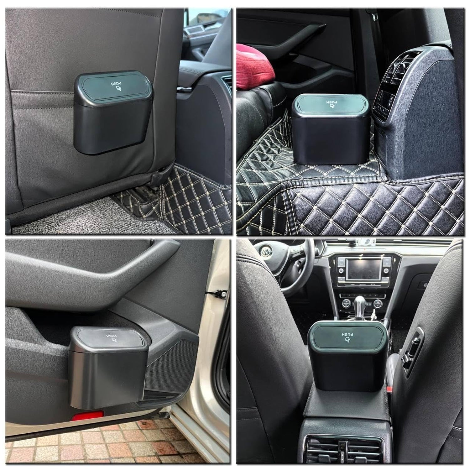 Mini Car Trash Can With Lid Waterproof Car Trash Bin Storage Box (1 Pc)